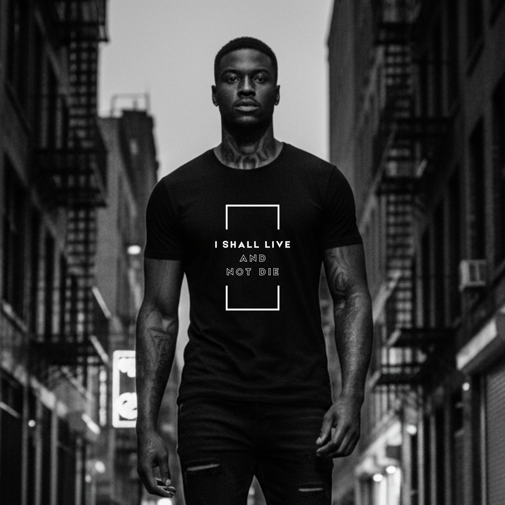 The Vitality Daily t-shirt with I Shall Live and Not Die message