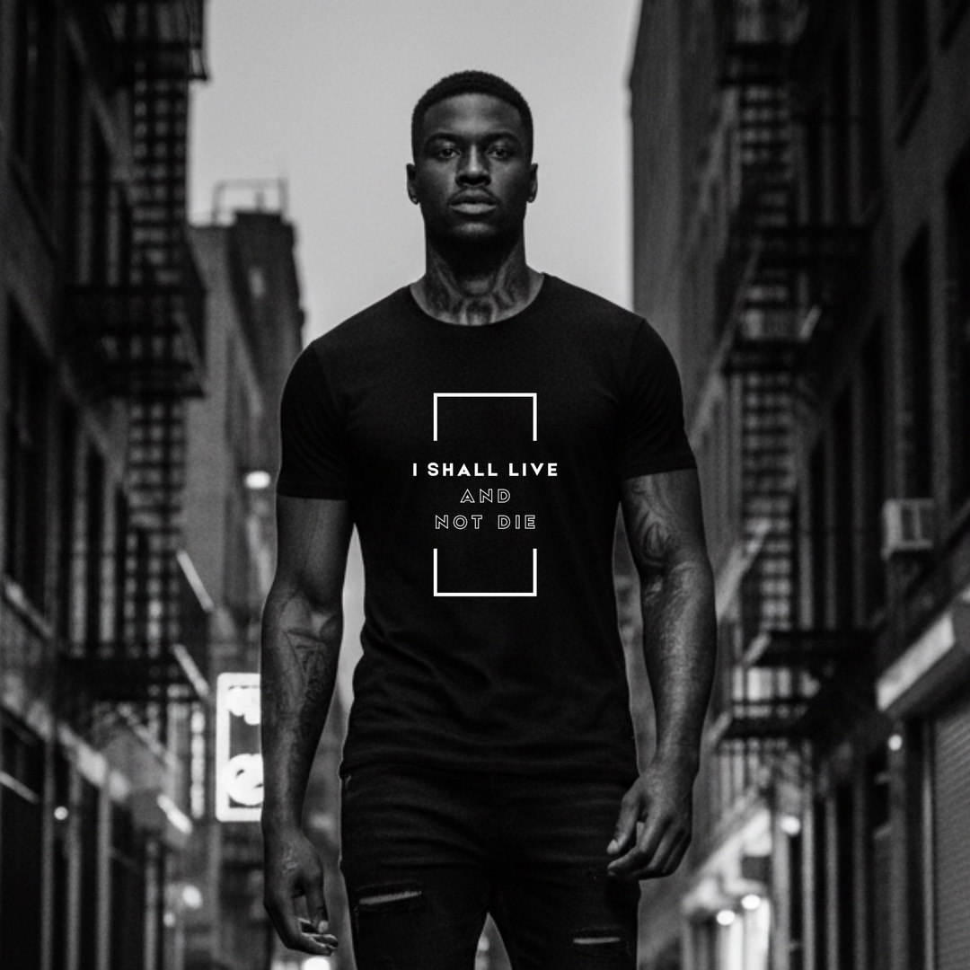 The Vitality Daily t-shirt with I Shall Live and Not Die message