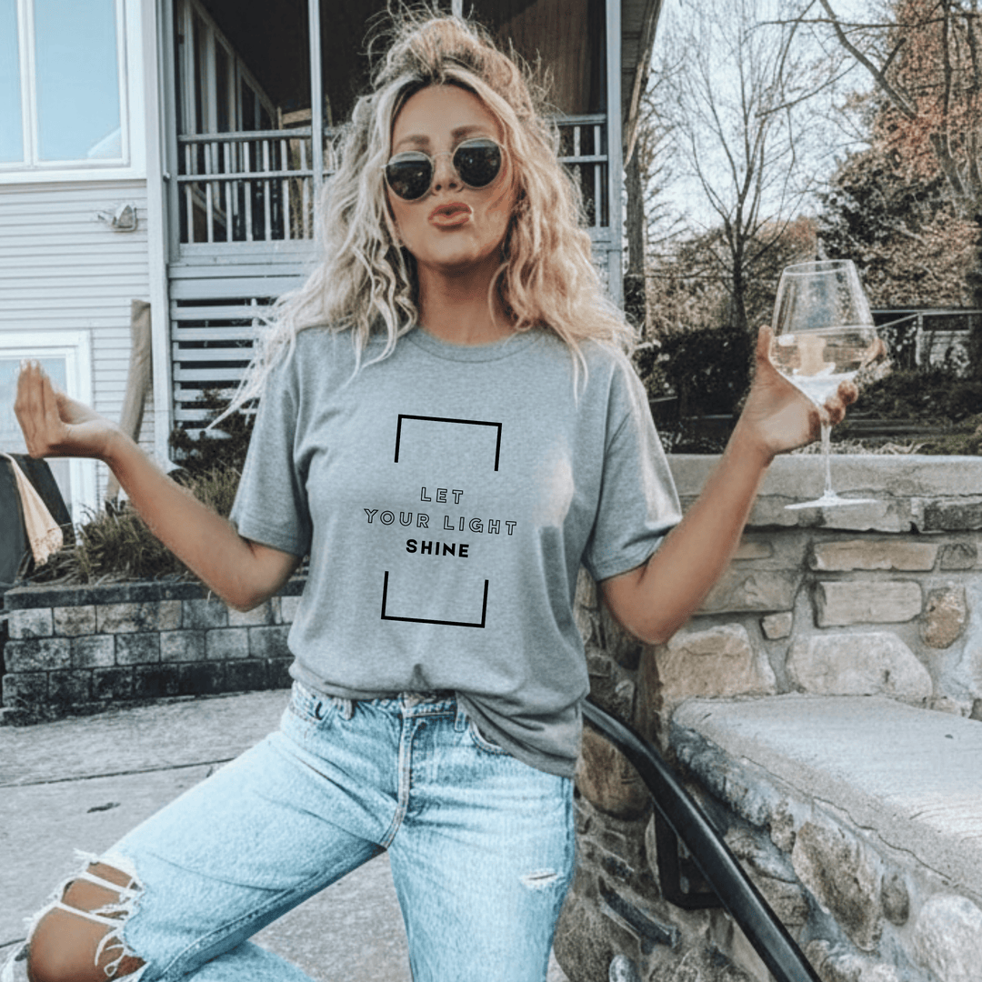The Radiance Daily t-shirt with Let Your Light Shine message