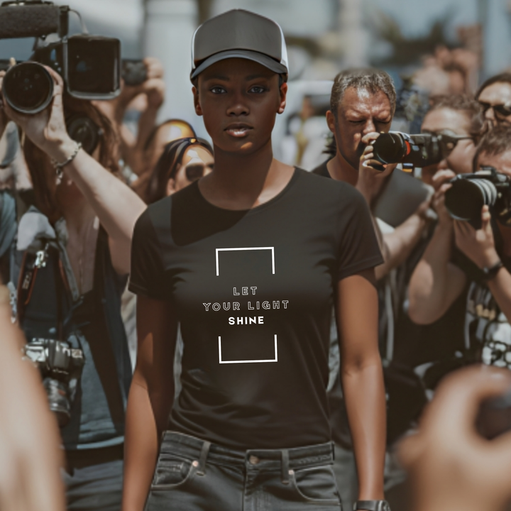 Let Your Light Shine Christian t-shirt flat lay