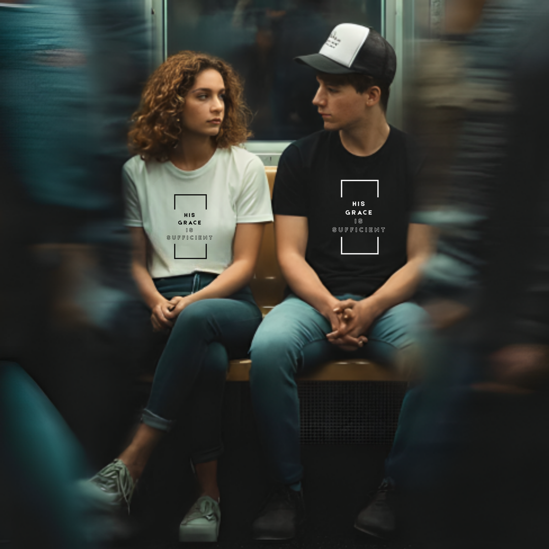 Christian t-shirt with Established by Grace faith message