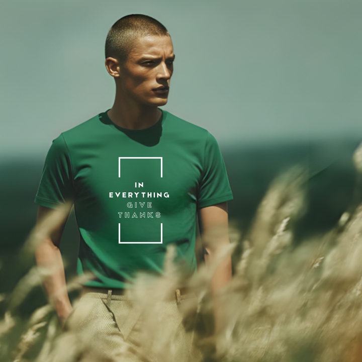 Christian t-shirt with In everything give thanks faith message