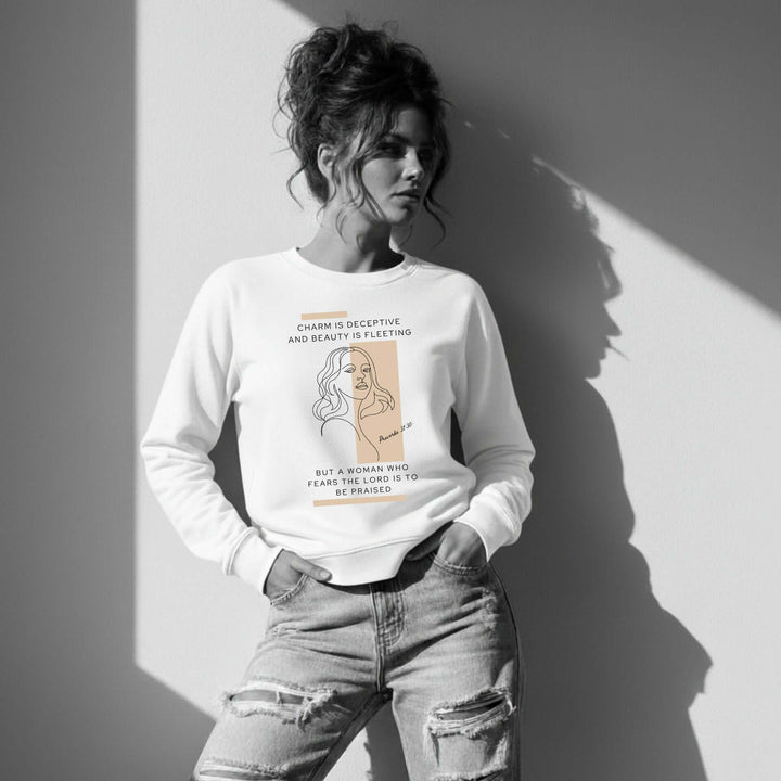 Faith-based sweatshirt with biblical praise message