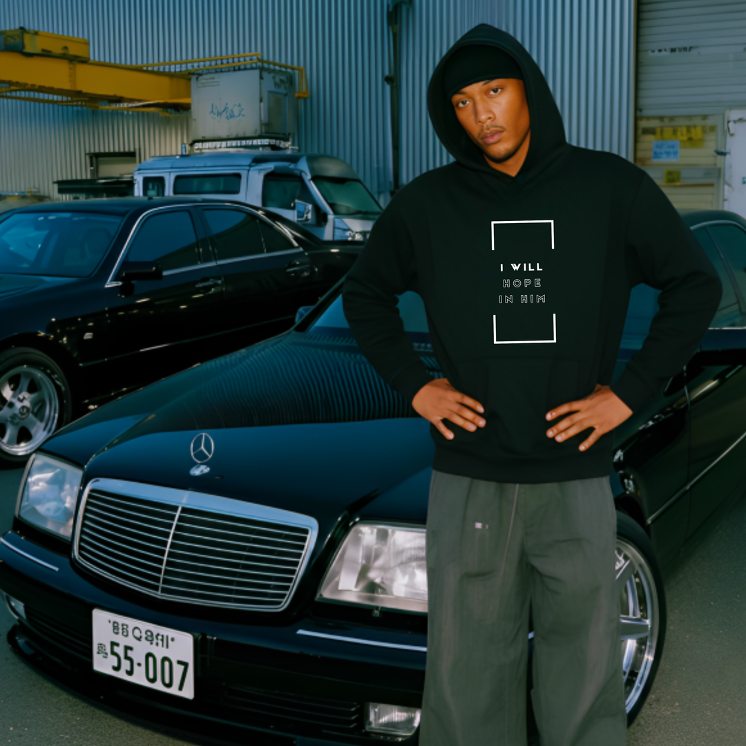 I Will Hope in Him Christian hoodie design