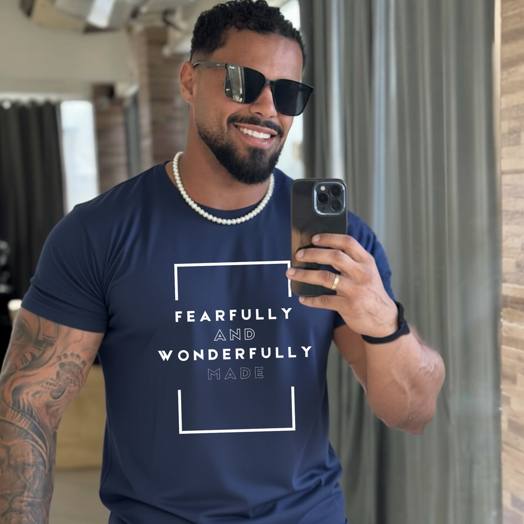 Scripture inspired t-shirt with Fearfully and wonderfully made wording
