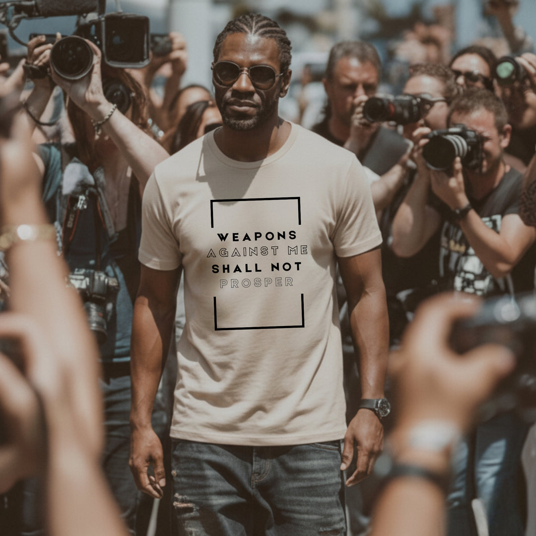 he Victorious Daily t-shirt with Weapons Against Me Shall Not Prosper message