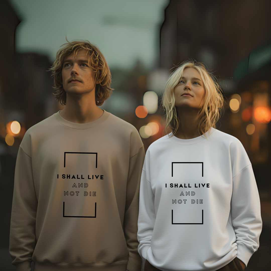 Premium Christian sweatshirt with scripture typography