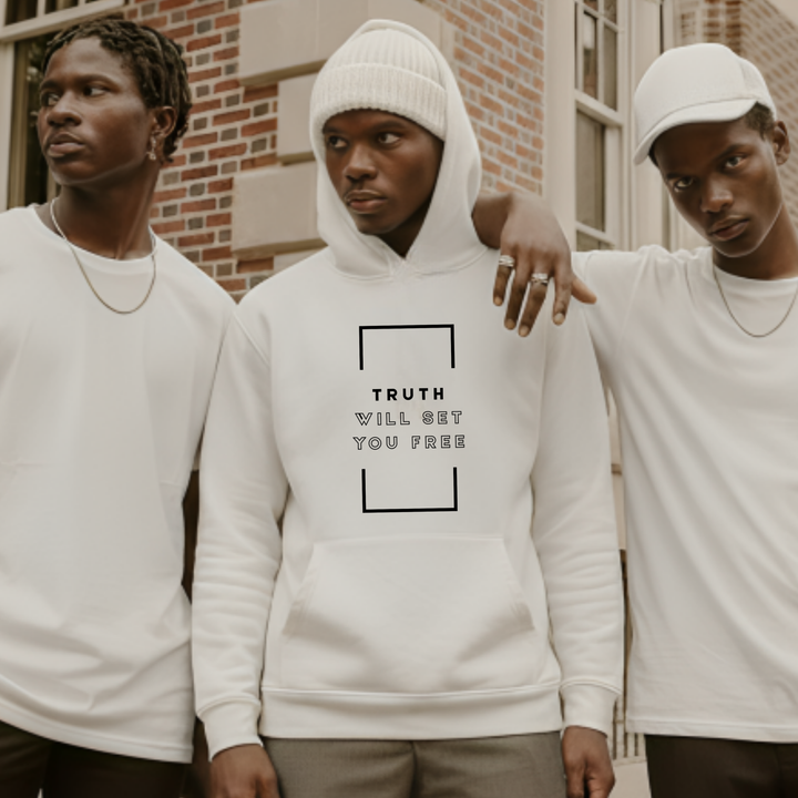 Scripture-inspired Christian hoodie from John 8:32