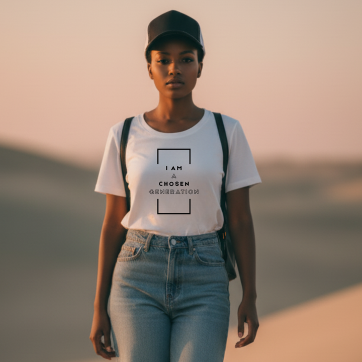 Christian t-shirt with I Am a Chosen Generation faith message