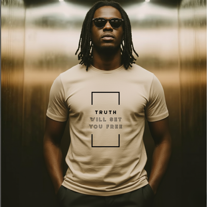 Liberty-themed Christian apparel with Truth will set you free text