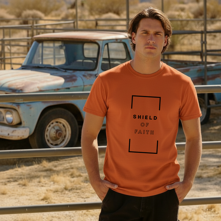 Christian apparel inspired by biblical Shield of Faith theme