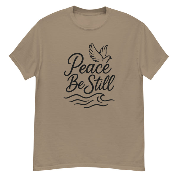 Scripture-inspired t-shirt Peace Be Still print