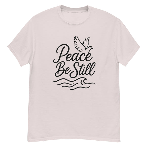 Modern Christian t-shirt Peace Be Still lettering