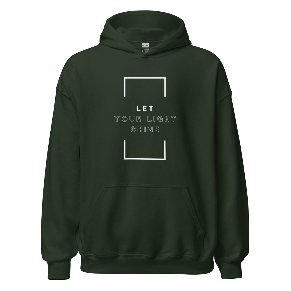Faith-based hoodie with Let Your Light Shine message