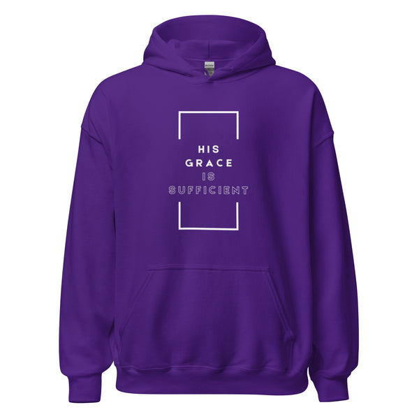 Faith-based hoodie with His Grace Is Sufficient text