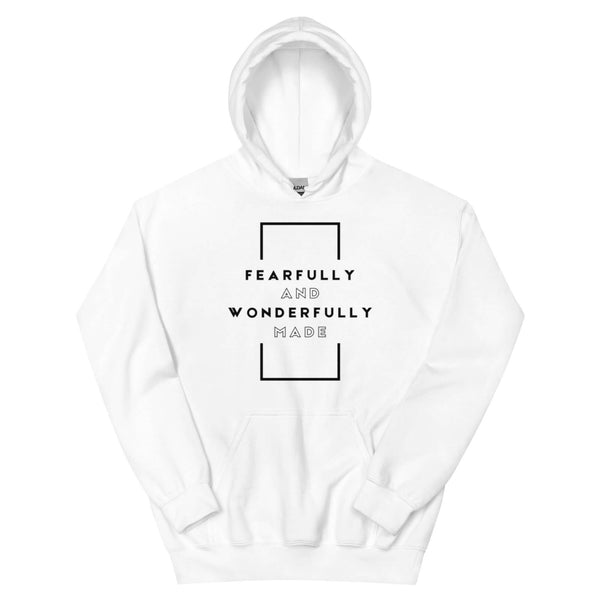 Faith-based hoodie with Fearfully and Wonderfully Made message