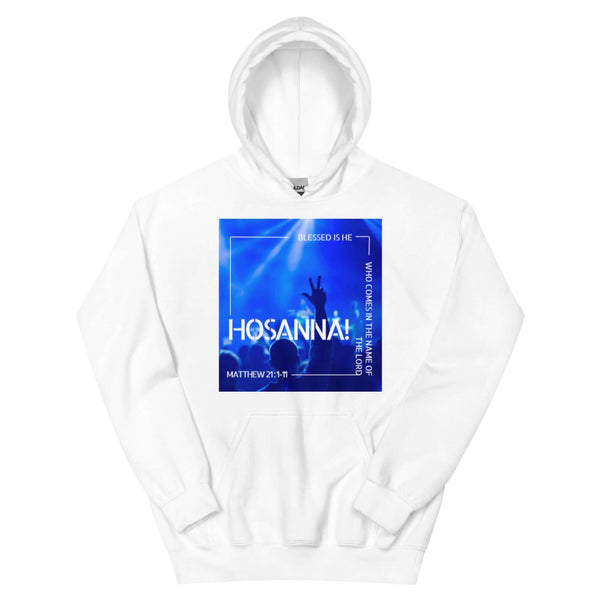 Worship-inspired Christian hoodie with Hosanna message