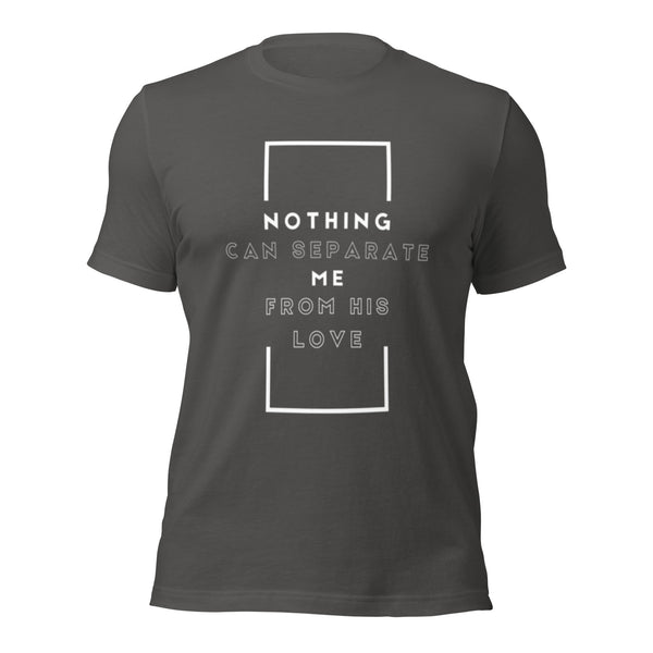 Faith-centered apparel featuring nothing can separate us from His love