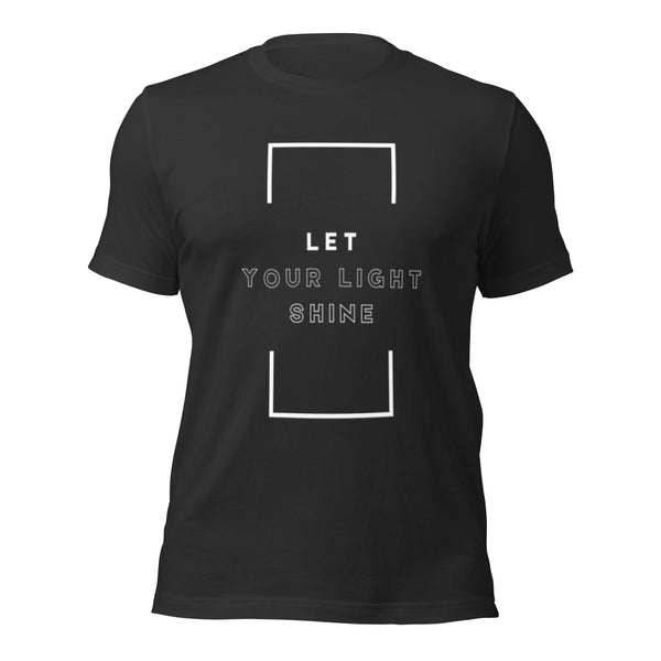 Christian graphic tee displaying Let Your Light Shine