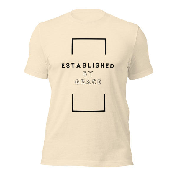 Established by Grace Christian t-shirt with inspirational message