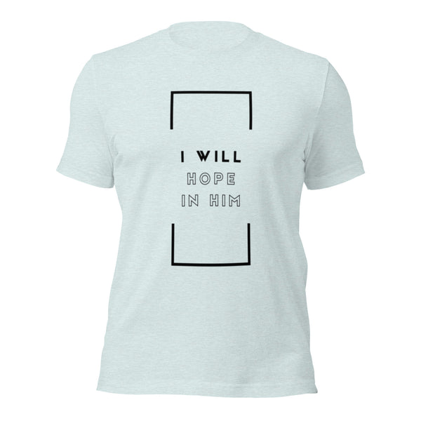 Christian tee highlighting hope-focused scripture theme