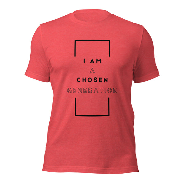 Scripture inspired t-shirt with I Am a Chosen Generation design