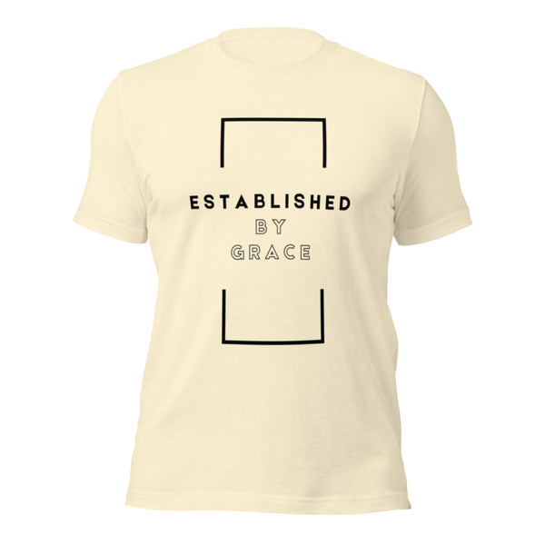 Faith-filled t-shirt expressing Established by Grace truth