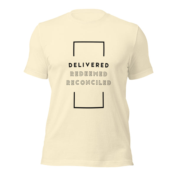 Scripture-inspired Christian t-shirt highlighting redemption and reconciliation