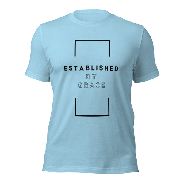 Faith-inspired t-shirt with Established by Grace wording