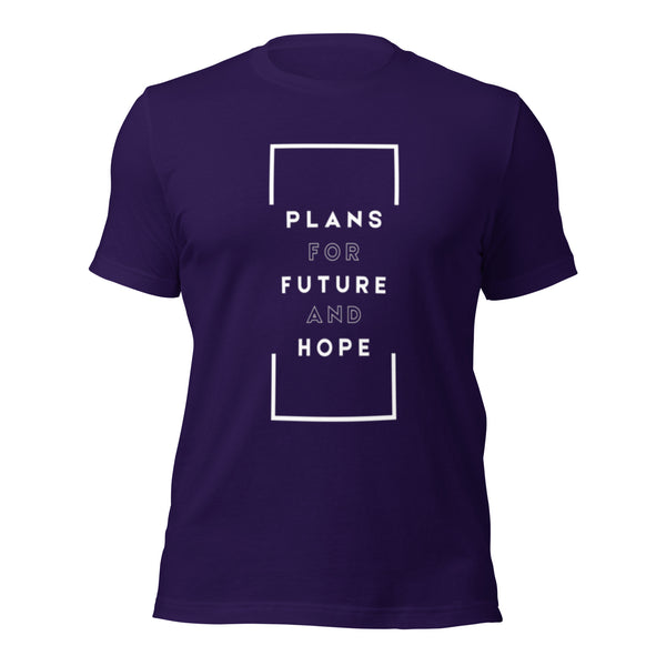 Plans for Future and Hope message printed on Christian t-shirt
